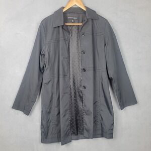 Kenneth‎ Cole Jacket Womens Large Nylon Lined Button Classic Coat Trench Mid